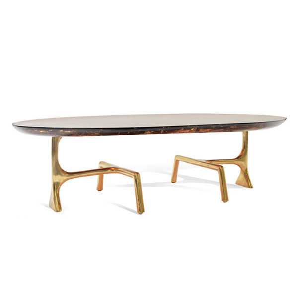Uovo Cofee Table (Brass & Ice Cracked Resin Brown)