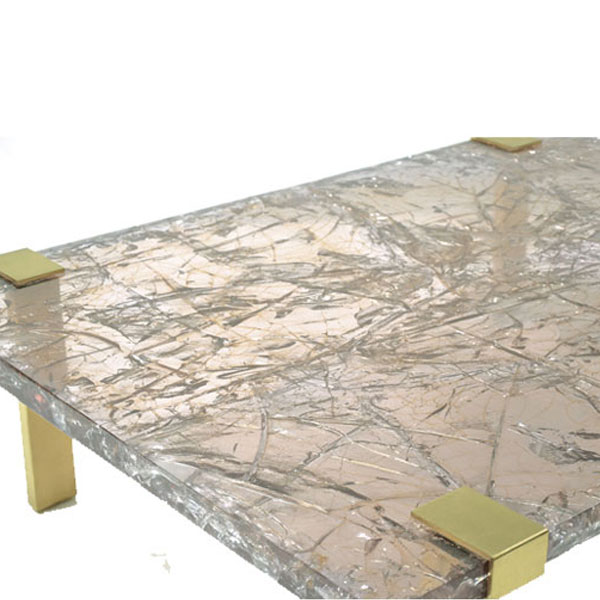 Claps Coffee Table Ice Cracked Resin