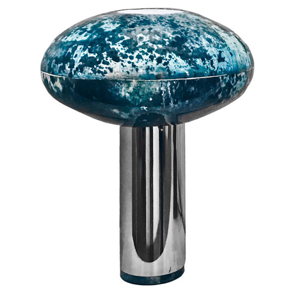 Bubble Lamp-Blue Parchment and Stainless